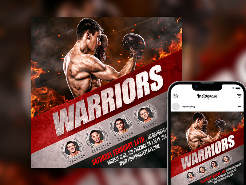 Free Cinematic Boxing Instagram Post Template by Resource ~ EpicPxls