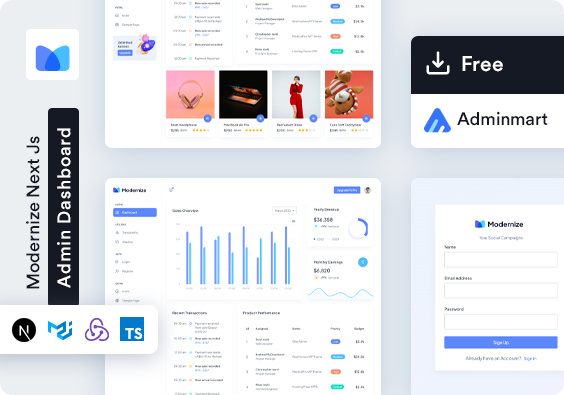 Modernize Free NextJS Admin Dashboard Template by AdminMart ~ EpicPxls