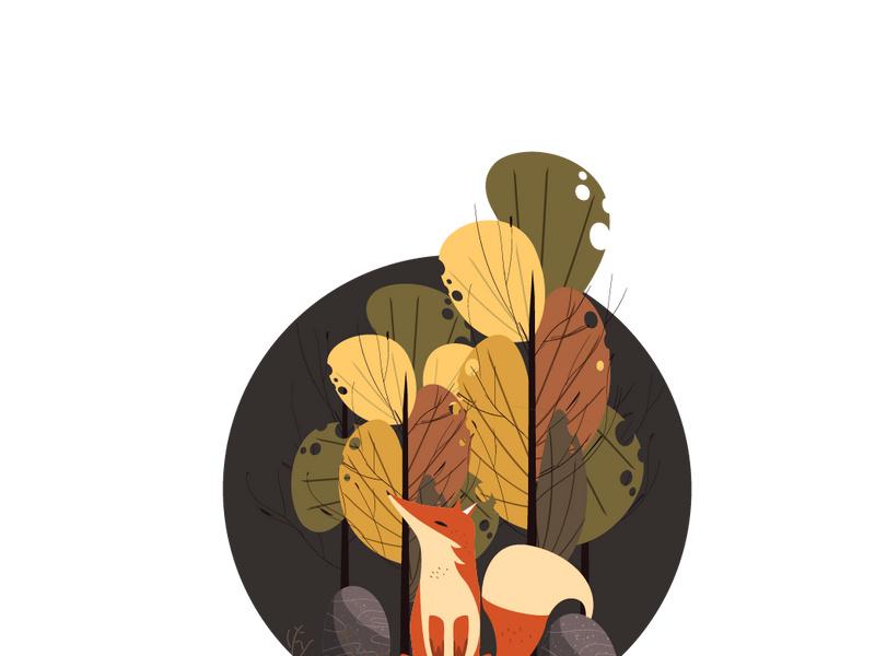 Set of different animals with autumn season background.