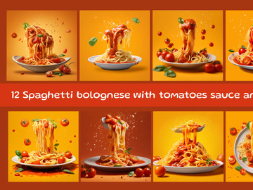 Spaghetti bolognese with tomatoes sauce and basil