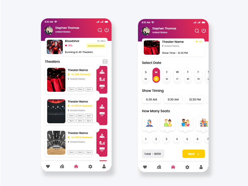 Tickets Booking System Mobile App UI Kit