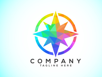 Polygonal Compass Concept Logo Design. Compass Low Poly Logo sign and symbol. Coastal icon