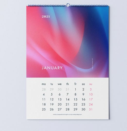 免费墙面日历模拟图(Free Wall Calendar Mockup)插图3