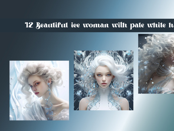 Beautiful ice woman with pale white hair