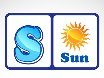 Alphabet flashcards for kids. Educational preschool learning ABC card with an element.