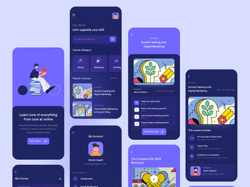 Online Learning Mobile Application Design (Dark Version)