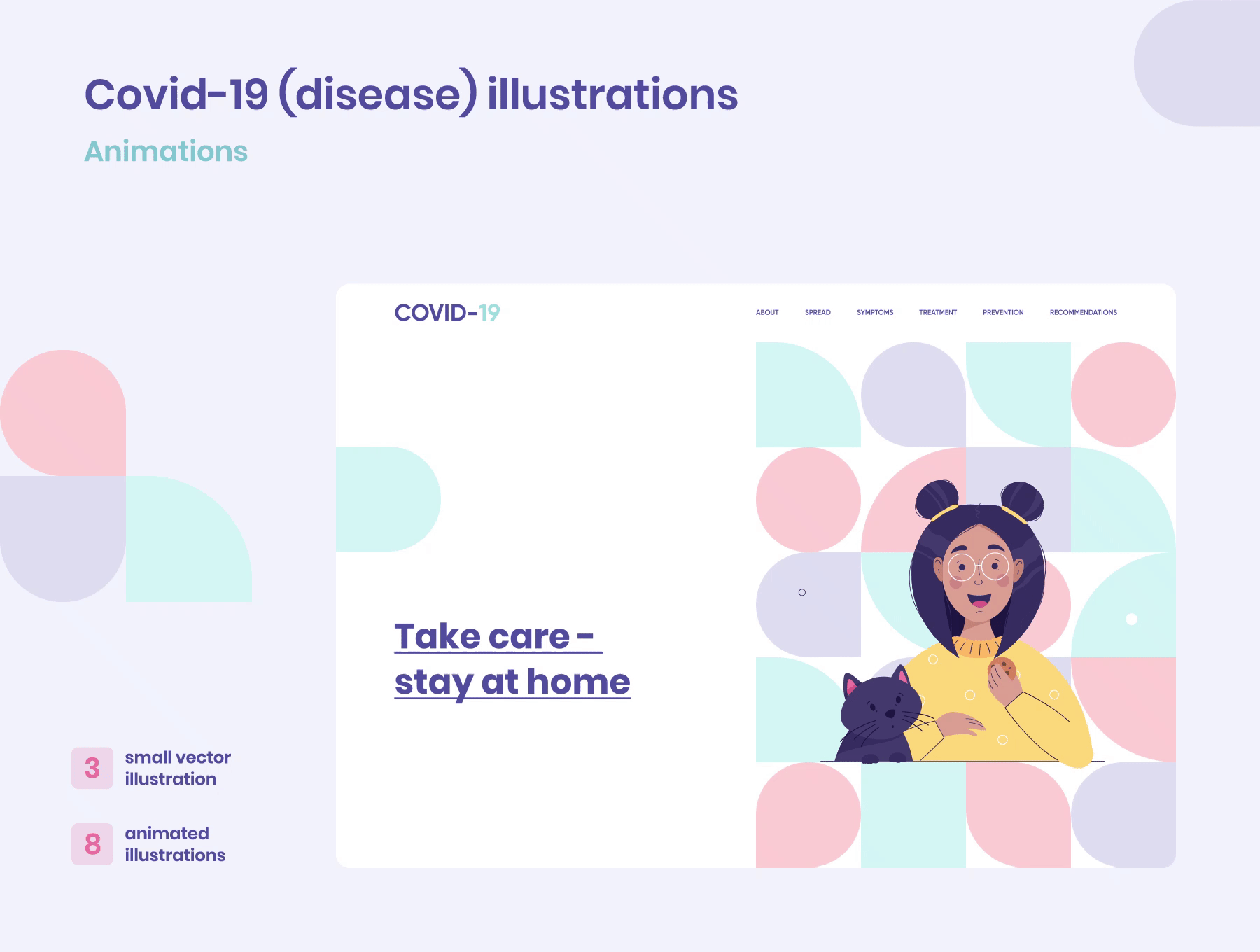 Vector illustrations and animation on the theme of coronavirus and colds