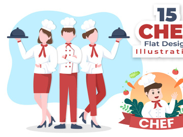 15 Professional Chef Cartoon Character Illustration