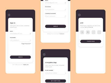 Sign In and Sign Up flow screens