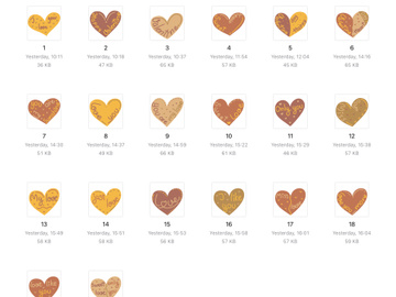 20 icons svg heart Valentine line red orange beige