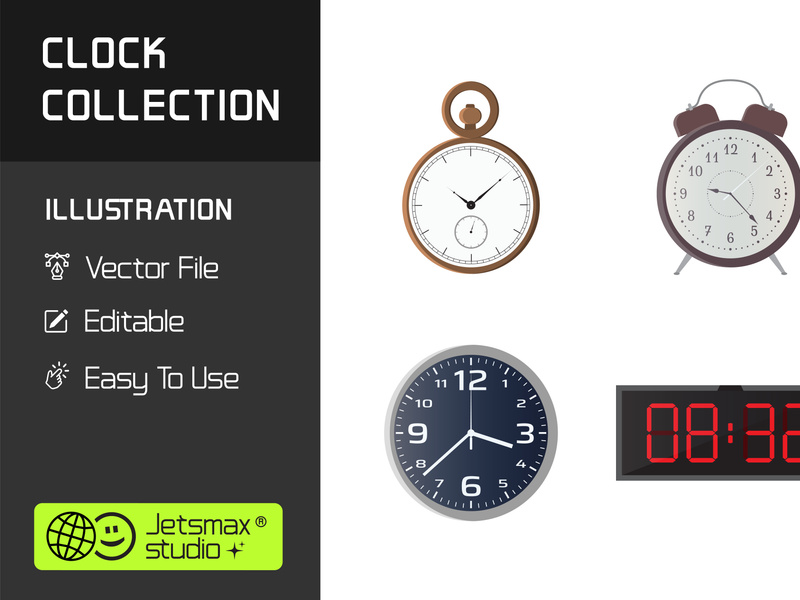 Clock Collection Vector Bundle by Jetsmax Studio ~ EpicPxls