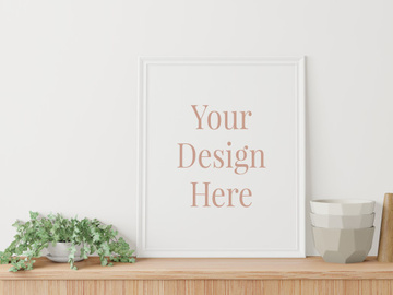 Frame mockup on the cabinet in interior