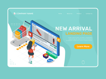 Girl with online store product interface at tablet device.