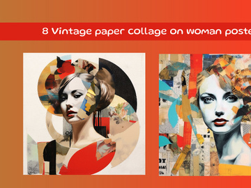 Vintage paper collage on woman poster