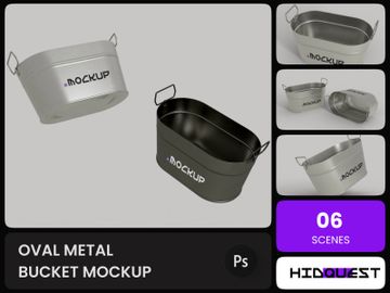 Oval Metal Bucket Mockup