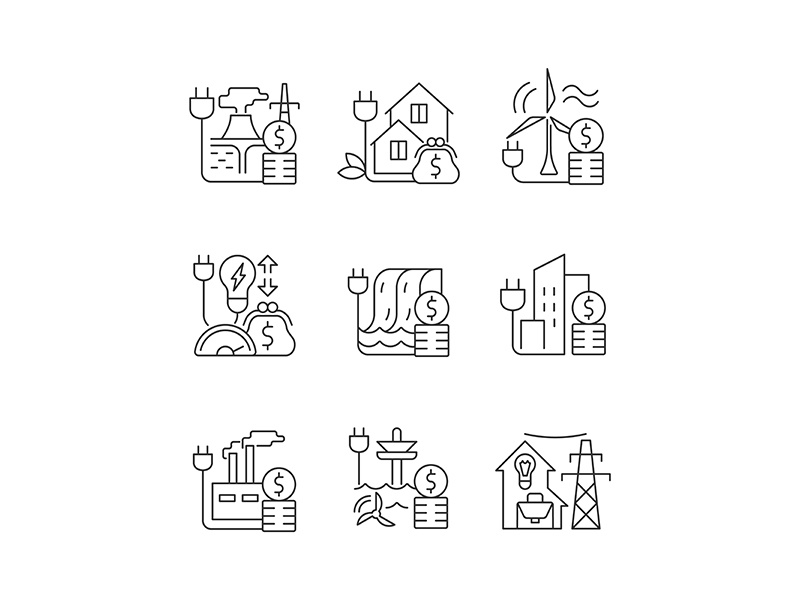 Energy Prices Linear Icons Set By Bsd Studio EpicPxls