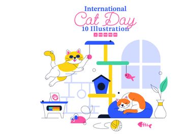 10 International Cat Day Illustration