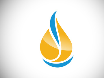 Fire flame icon in a shape of drop. Oil and gas industry logo design concept.