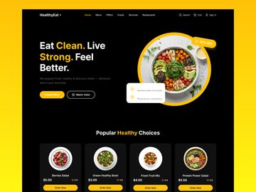 Modern Food Delivery Website UI Design | Black & Yellow Clean UI