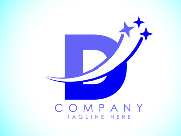 Initial alphabet with swoosh and star sign. Shooting star logo design vector template for business and company identity