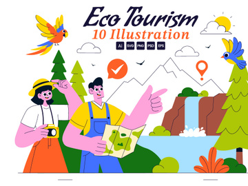10 Eco Tourism Travel Destination Illustration