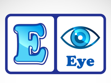 Alphabet flashcards for kids. Educational preschool learning ABC card with an element.