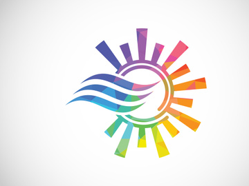 Air conditioner low poly logo sign symbol. Hot and cold symbol