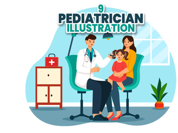9 Pediatrician Vector Illustration