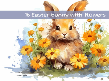 Easter bunny with flowers