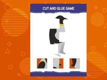 10 Pages Cut and glue game for kids with birds. Cutting practice for preschoolers. Education worksheet.