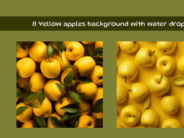 Yellow apples background with water drop