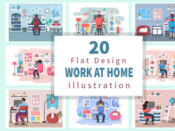 20 Work From Home Flat Design