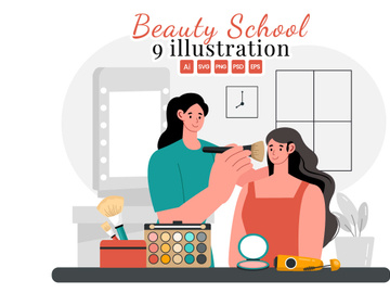 9 Beauty and Makeup School Illustration