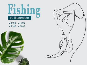 Fishing one line art minimalis