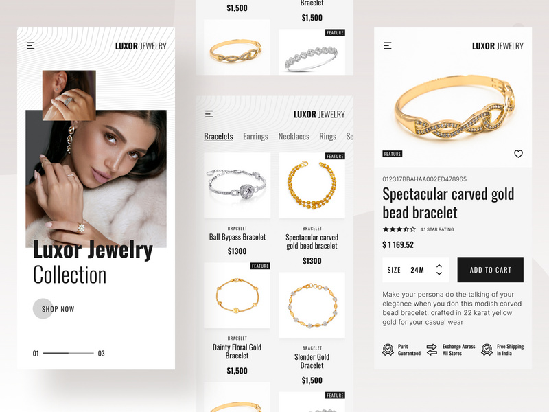 Women's Jewellery store app UI kit by Designer Techcronus EpicPxls