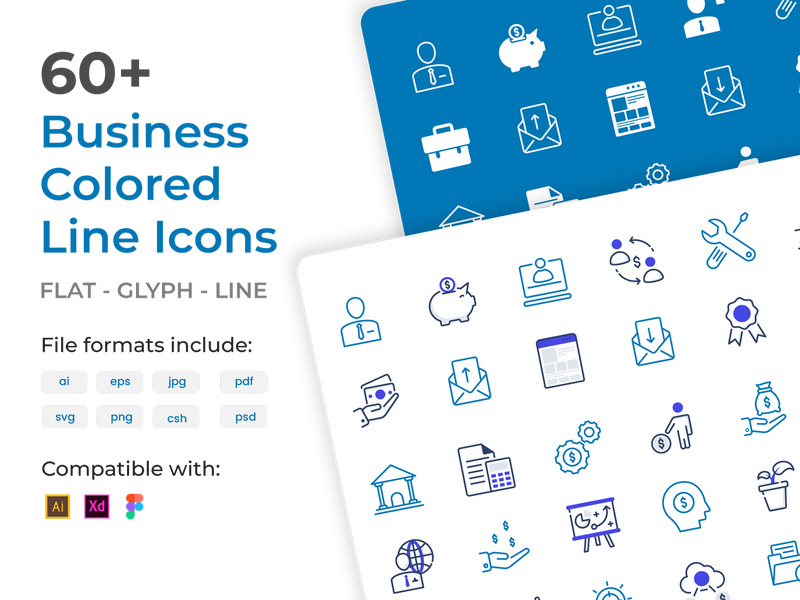 60+ Business Colored Line Icons by Vectorslab ~ EpicPxls