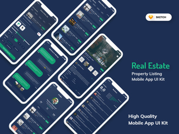 Real Estate & Property Mobile App Dark Version (SKETCH)