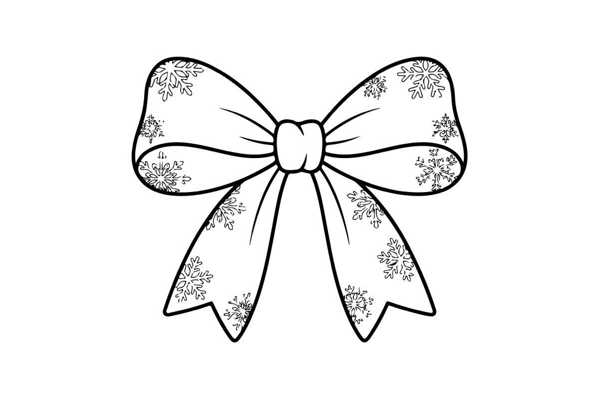 Ilustração de laço de Natal com padrão de floco de neve para embrulho de presentes e decoração de feriados