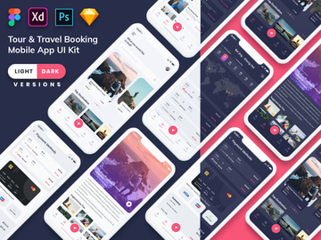 Tour & Travel Booking Mobile App UI (Light & Dark)