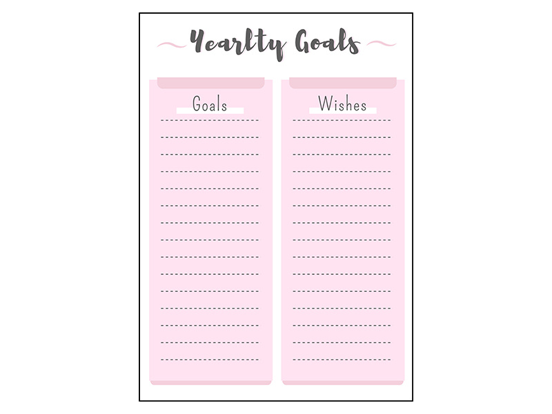 Yearly goals and wishes pink creative planner page design ~ EpicPxls
