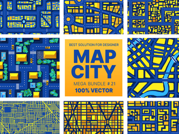 City map set seamless pattern