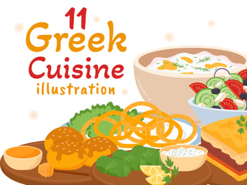 11 Greek Cuisine Restaurant Illustration