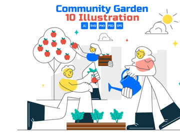 10 Community Garden Illustration