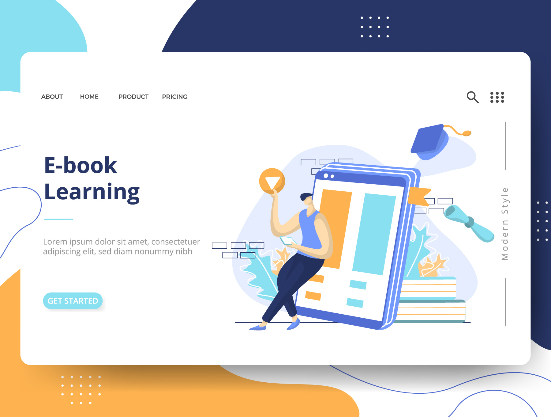 Ilustrasi Set Pendidikan E-Learning