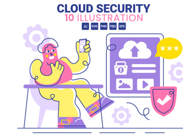 10 Digital Cloud Security Illustration