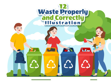 12 Waste Properly And Correctly Illustration