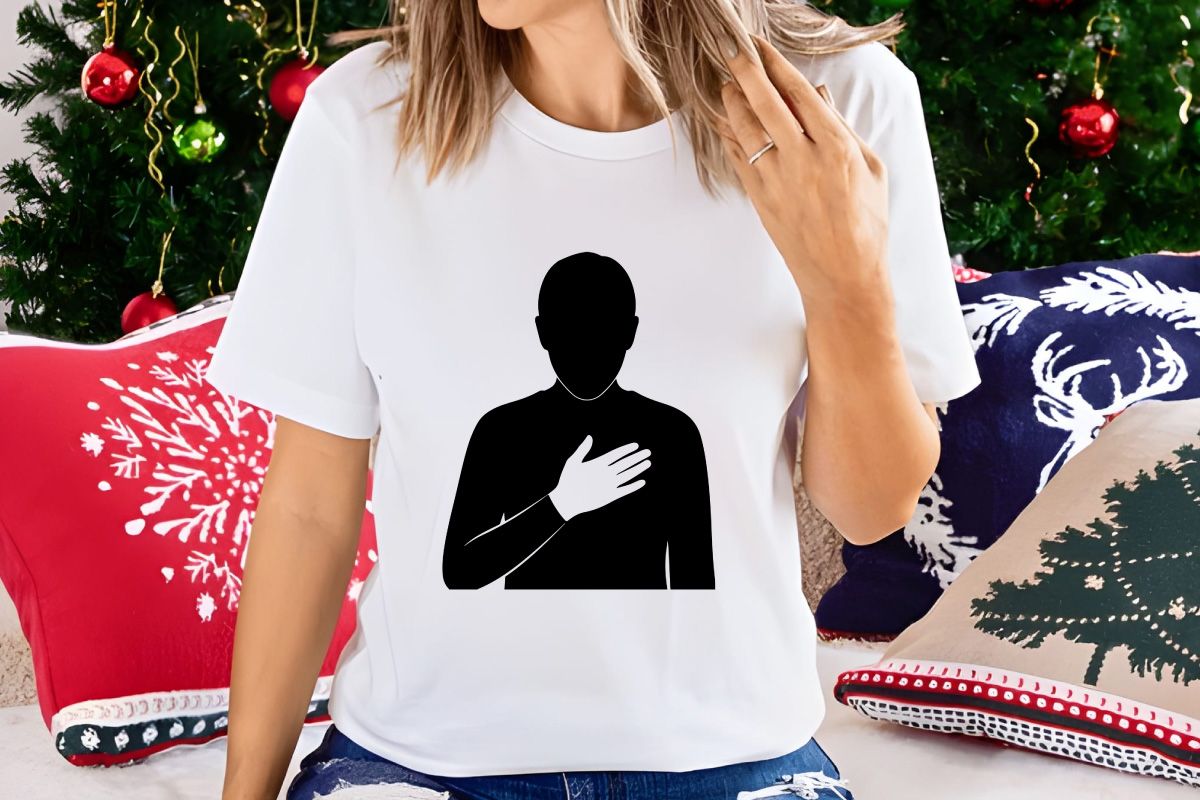 Silhouette Man Hand on Heart, Symbolizing Trust, Gratitude, Love