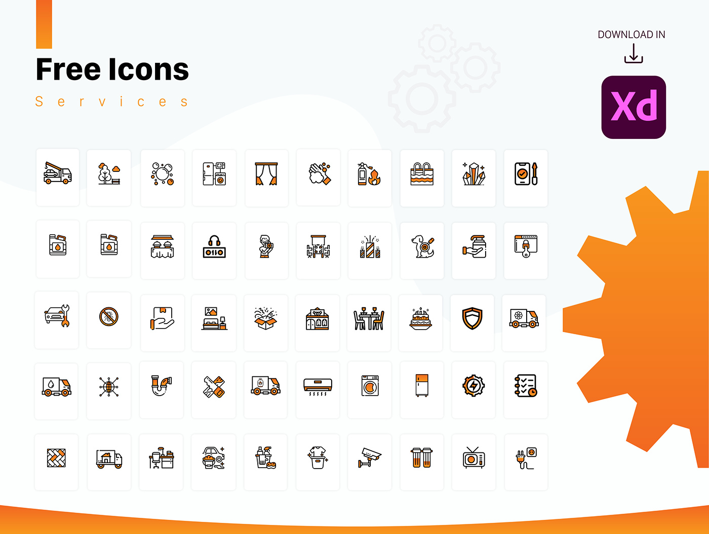 Adobe XD "矢量 "中的免费图标（服务）。(Free Icons (services) in Adobe XD "Vector")插图