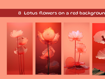 Lotus flowers on a red background