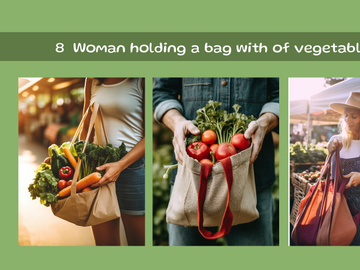 Woman holding a bag with of vegetables